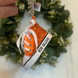 Orange Sequin New Orleans Keychain Shoe